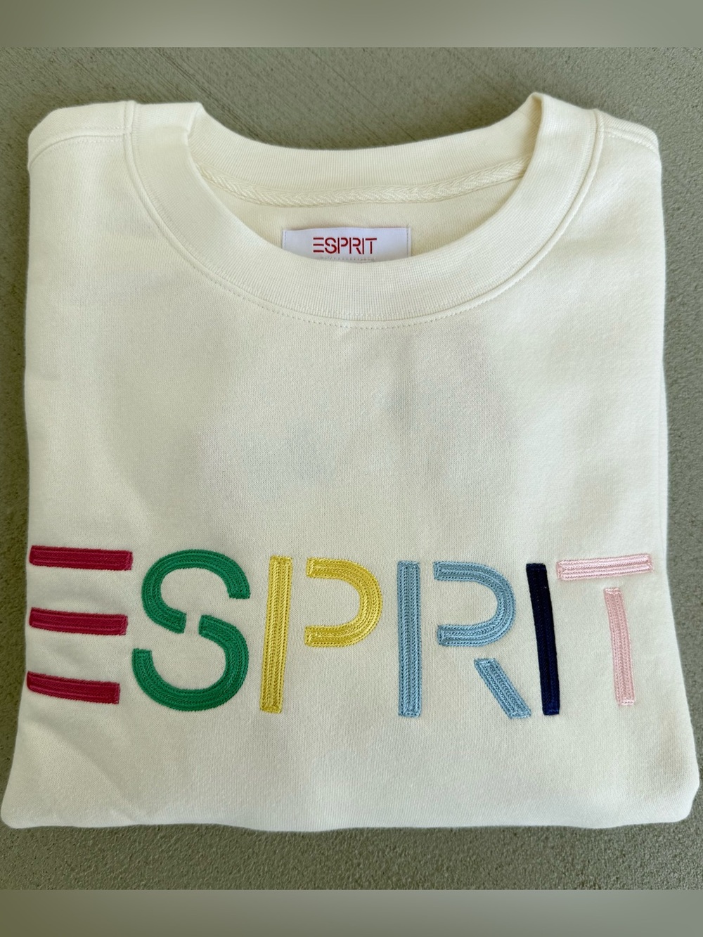 ESPRIT 3-Pack Rainbow/Cream, Blue, Green/White Sweatshirts Embroidered Logo - Picture 3 of 16